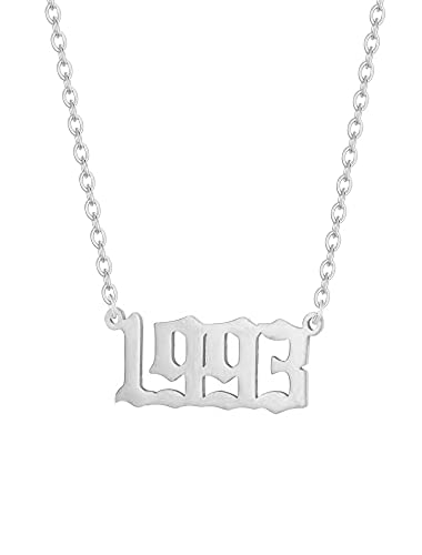 AJRUIER Damen Halskette,Geburtsjah Halskette Personalisierte Edelstahl Geburtsjahr Nummer Männer Tochter Schwester Anhänger Halskette Unvergesslichen Jubiläumsschmuck(Silber,1993 von AJRUIER