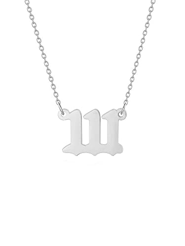 AJRUIER Engel Nummer Halskette für Frauen,111 Halskette Silber Choker Chain Numerology Schmuck Geschenk für Sie von AJRUIER