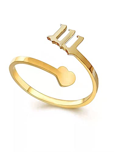 AJRUIER Engel Nummern Ring für Frauen Nummer 111 Halskette Gold verstellbarer Nummernring Kette Numerologie Schmuck Geschenk,111 Ring von AJRUIER