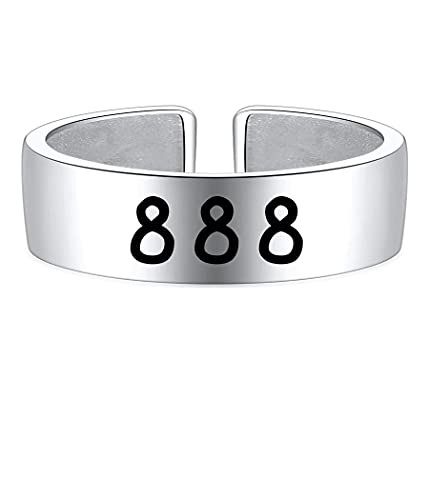 AJRUIER Engel Zahl Ringe 888,Frauen Mädchen Einstellbare Offene Silber Numerologie Ring Schmuck,Nummer 888 Ring von AJRUIER
