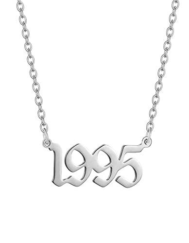 Geburtsjahr Halskette,Damen Halskette Personalisierte Edelstahl Geburtsjahr Nummer Anhänger Halskette Unvergesslichen Jubiläumsschmuck für Männer(Silber，1995） von AJRUIER