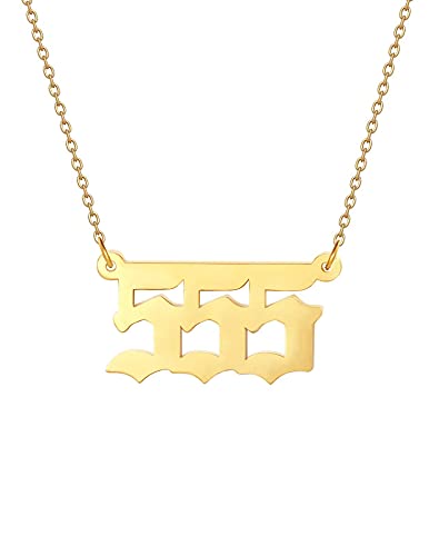 AJRUIER Goldene 555 Halskette, Numerology Spirituelle Engel Nummer Halskette für Frauen Gold Nummer 555 Choker Kette Schmuck Geschenk von AJRUIER