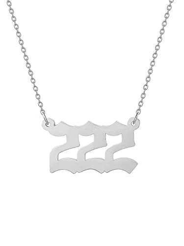 AJRUIER Silber Engel Nummer Halskette 222, Damen Zierlich Nummer 222 Halskette Choker Kette Numerologie Schmuck Geschenk von AJRUIER