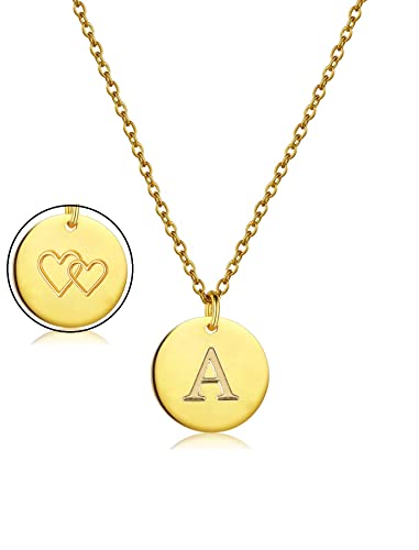 AJRUIER Damen Initialen Buchstabe-Halsketten, Frauen zierliche Scheibe, Edelstahl Alphabet Herz kleinster kleinster Schmuck Eeinfaches Geschenk,Gold A necklace von AJRUIER