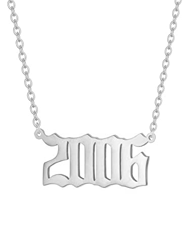 AJRUIER Damen Halskette,Geburtsjah Halskette Personalisierte Edelstahl Geburtsjahr Nummer Männer Tochter Schwester Anhänger Halskette Unvergesslichen Jubiläumsschmuck(Silber,2006 von AJRUIER