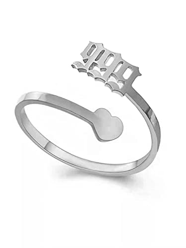 AJRUIER Engel Zahlenring für Frauen Silber Nummer 111 222 333 444 555 777 999 Numerologie Ring Schmuck,Silver 999 Nummer Ring von AJRUIER