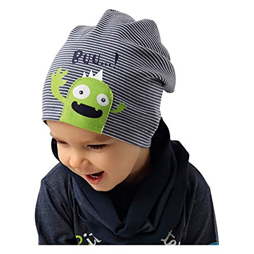 AJS Mütze Beanie Junge Kindermütze Übergangsmütze Monster Frühling Herbst Gr. 52-54, Farbe: Blau-Orange von AJS