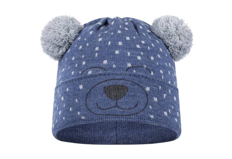 AJS Strickmütze Wintermütze Bommelmütze Kindermütze Aufgesticktes Bärengesicht von AJS