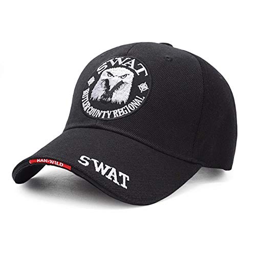 AJSJ Männer Eagle Swat Tactical Baseball Cap Arcotton Knochen Verstellbar Männlich Outdoor Navy Cap Gorras, Egale Schwarz von AJSJ