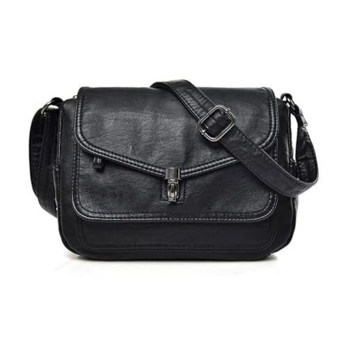 AJTUTUS 2023 Modische Umhängetasche, Freizeittasche, große Kapazität, Vintage-Tasche für Damen und Mädchen, einfarbig, Crossbody-Tasche, Schwarz AJTUTUS 2023 Modische Umhängetasche, Freizeittasche, große Kapazität, Vintage-Tasche für Damen und Mädchen, einfarbig, Crossbody-Tasche, Schwarz von AJTUTUS
