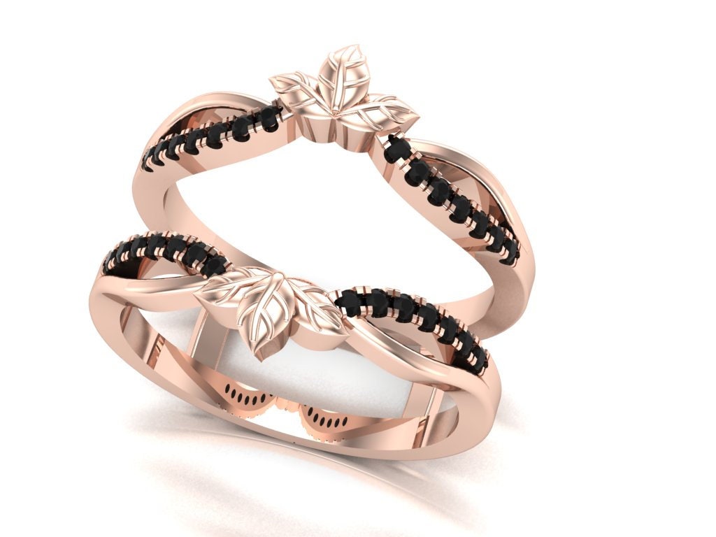0.50 Ct Blatt Art Deco Rundschliff Diamant 14K Rose Gold Finish Hochzeits-Enhancer Wrap Ring, Verlobungs-Enhancer-Schutz-Ring, Muttertags-Special von AJUKEnterprise79