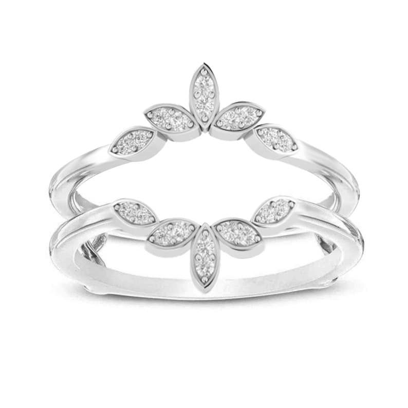 925 Sterling Silber Rundschliff Weißer Diamant Verlobungsring Enhancer Guard | 14K Weißgold Über, Ehering Jacke Für Eheringe von AJUKEnterprise79