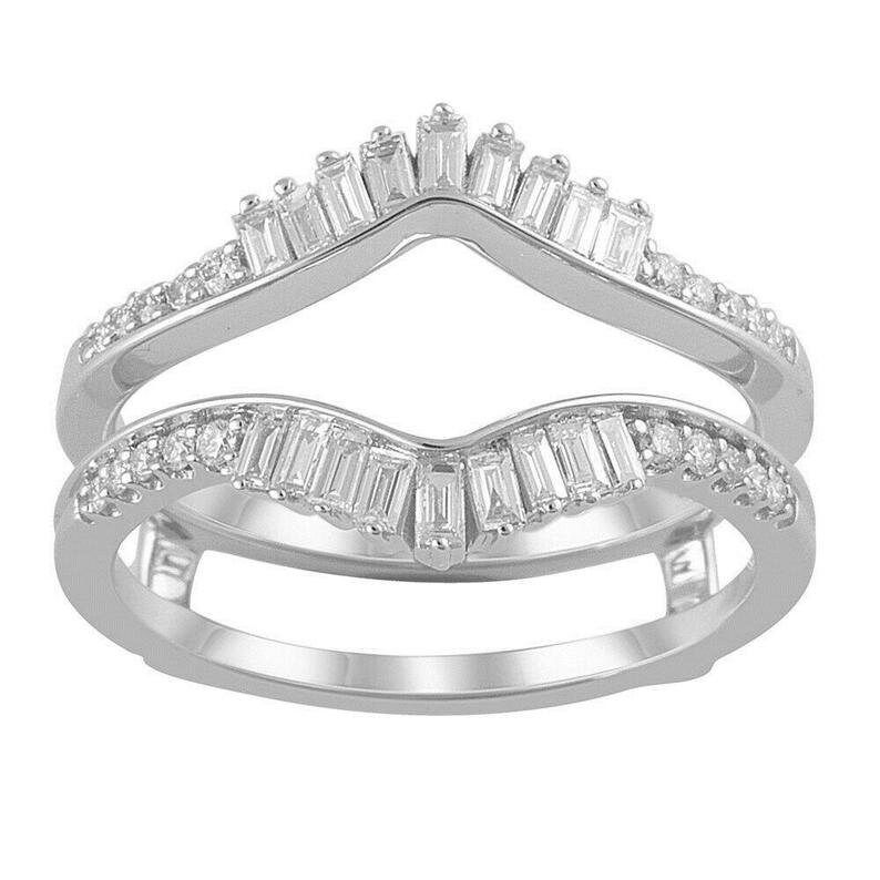 Art Deco Simulierter Diamant-Enhancer Ehering - 14K Weißgold-Finish-Kronenring Ringschutz Für Passende Bands Geschenk von AJUKEnterprise79