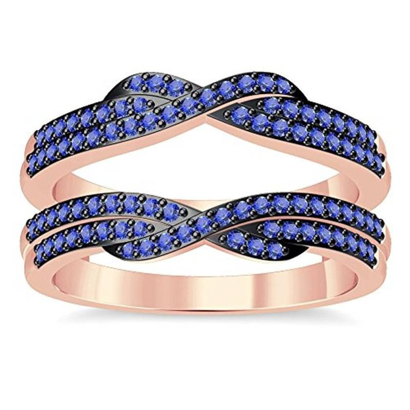 Blauer Saphir-Enhancer Ehering, 14K Rose Gold Finish Frauen-Enhancer Wrap Geburtstagsgeschenk, Stacking Ring, Geschenk Für Sie von AJUKEnterprise79