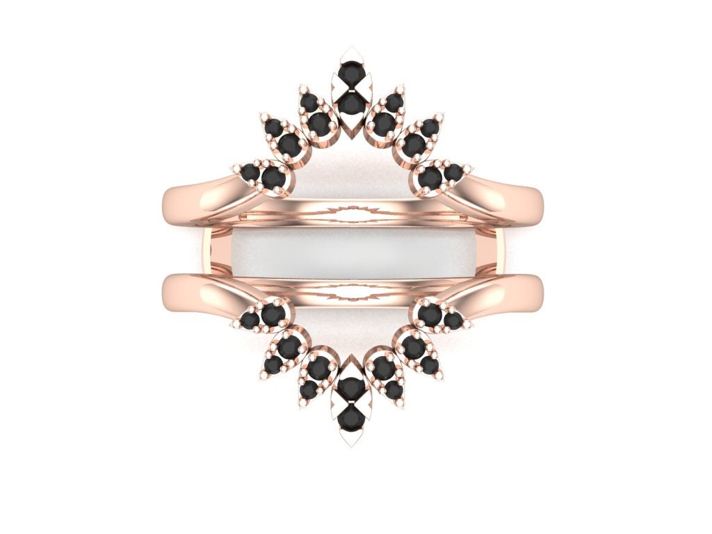 Schwarzer Runder Diamant Ring, 14K Rose Gold Über Hochzeits-Enhancer Wrap Band Verlobungs-Enhancer Ring Guard, Geschenk Für Sie, Geburtstagsgeschenk von AJUKEnterprise79