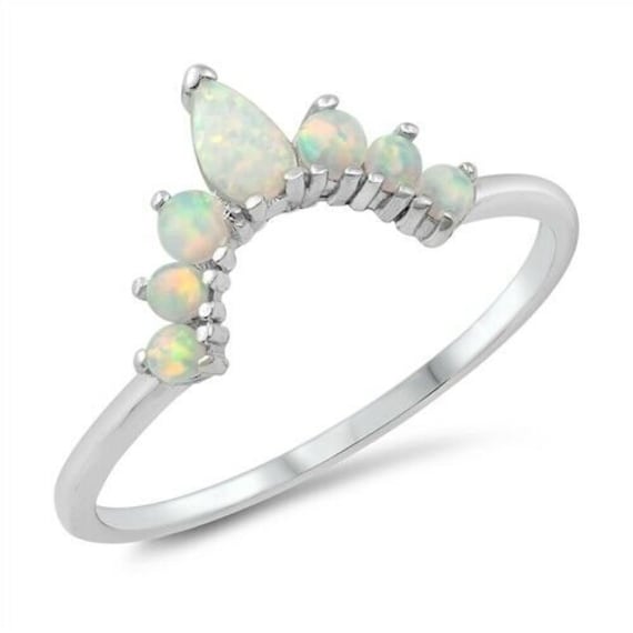 Zierliche Opal Krone Ehering - Sterling Silber Zarte Chevron Ring Stapelring Zierliches Dünnes Band Einzigartiges Geschenk Für Sie von AJUKEnterprise79