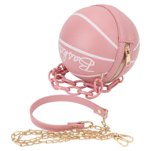 AJUNJIIL Basketball -Formumhängetasche süße lustige Persönlichkeit großer Kapazität PU Leder (Rosa) von AJUNJIIL