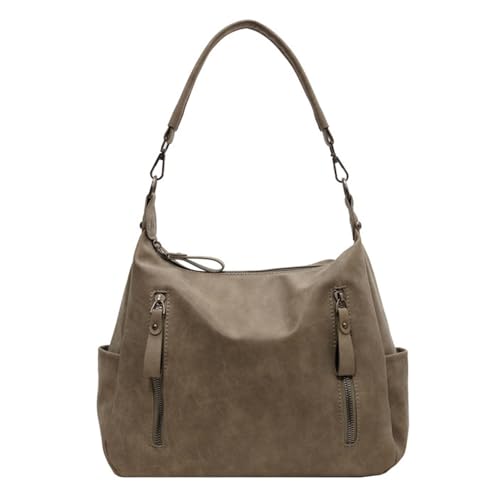 AJUNJIIL Frauen mit Leder -Umhängetaschen verstellbar große Kapazität Reißverschluss Handtasche für Ausflüge reisen (Eine Größe) von AJUNJIIL