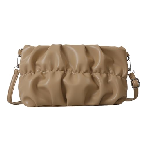AJUNJIIL en Plissierte Umhängetasche modische Pure Farbe PU Leder Messenger -Tasche für die tägliche Reisepartyarbeit (Eine Größe) von AJUNJIIL