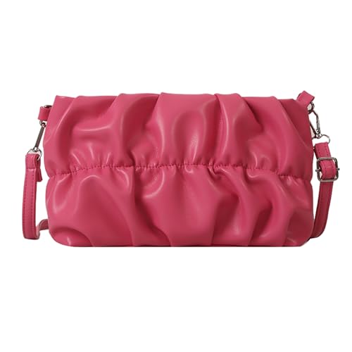 AJUNJIIL en Plissierte Umhängetasche modische Pure Farbe PU Leder Messenger -Tasche für die tägliche Reisepartyarbeit (Eine Größe) von AJUNJIIL