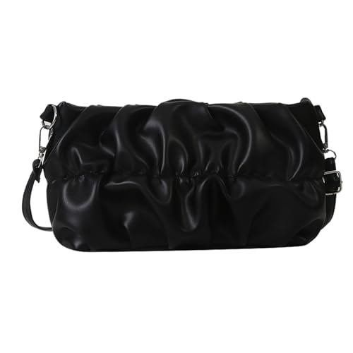 AJUNJIIL en Plissierte Umhängetasche modische Pure Farbe PU Leder Messenger -Tasche für die tägliche Reisepartyarbeit (Eine Größe) von AJUNJIIL