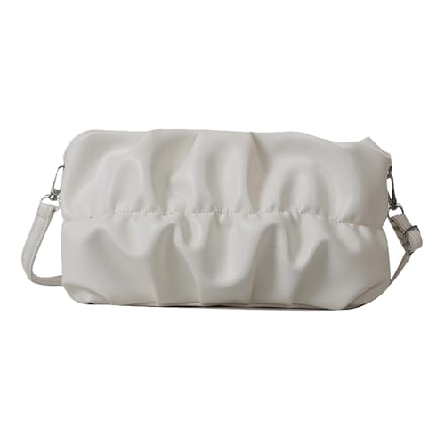 AJUNJIIL en Plissierte Umhängetasche modische Pure Farbe PU Leder Messenger -Tasche für die tägliche Reisepartyarbeit (Eine Größe) von AJUNJIIL