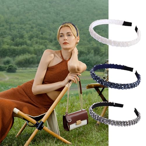 3 Stück Glitzer Haarreif,Haarreif Haarreifen Damen,Trachten Haarschmuck,Haarschmuck Dirndl,Strass Elastisches Haarband,für Mädchentanzen,Party,Alltagskleidung (3 Farben) von AJUNLKVDR