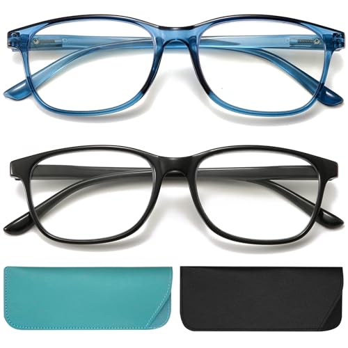 AJYADO Lesebrille für Frauen Männer blaues Licht Blocking, Frauen Vergrößerung Leser Glas Anti UV-Brille Mode unzerbrechlich (Schwarz & Blau, 1) von AJYADO