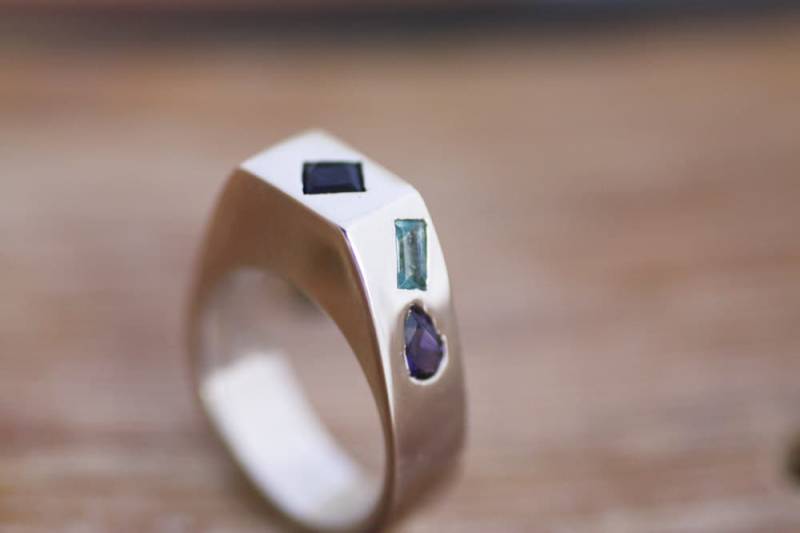 Aquamarin Sterling Silber Ring Lolit Edelstein Ehering von AJewelryConcept