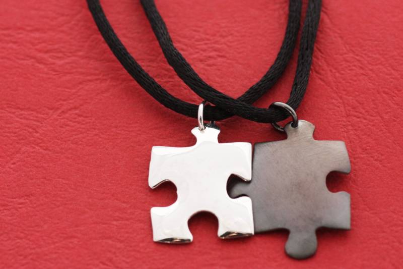 sterling Silber Puzzle Anhänger Soul Mate Matching Set von AJewelryProject