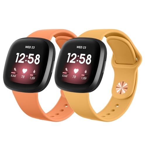 AK 2 Stück Kompatibel mit Fitbit Versa 3/Fitbit Versa 4/Fitbit Sense/Fitbit Sense 2 Ersatzarmband, Weiches Silikon Sport Ersatz Armbänder für Damen und Herren von AK