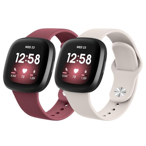 AK 2 Stück Kompatibel mit Fitbit Versa 3/Fitbit Versa 4/Fitbit Sense/Fitbit Sense 2 Ersatzarmband, Weiches Silikon Sport Ersatz Armbänder für Damen und Herren von AK