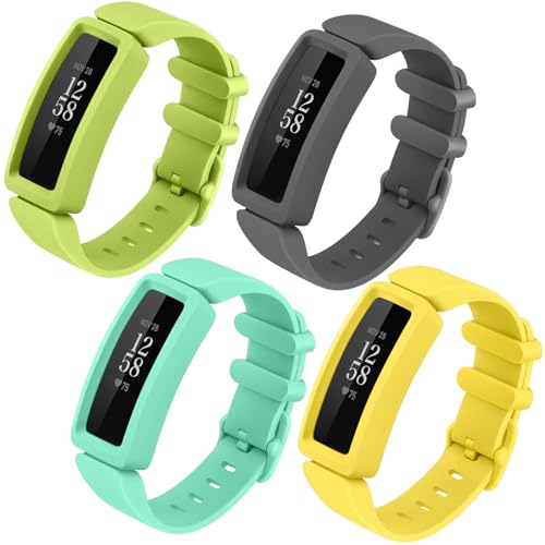 AK 4 Pack kompatibel mit Fitbit Ace 2 Armband für Kinder 6, flexibles wasserdichtes TPU Ersatz Armbänder & Sport Uhrenarmband für Fitbit Ace 2 von AK