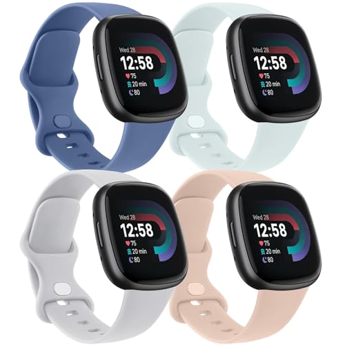 AK Armbänder kompatibel mit Fitbit Versa 3 Armbänder/Fitbit Versa 4 Armband/Fitbit Sense Strap/Fitbit Sense 2 Armband für Damen und Herren, weiches Sportuhr-Ersatzband für Fitbit Versa 4 3 (L, Packung von AK