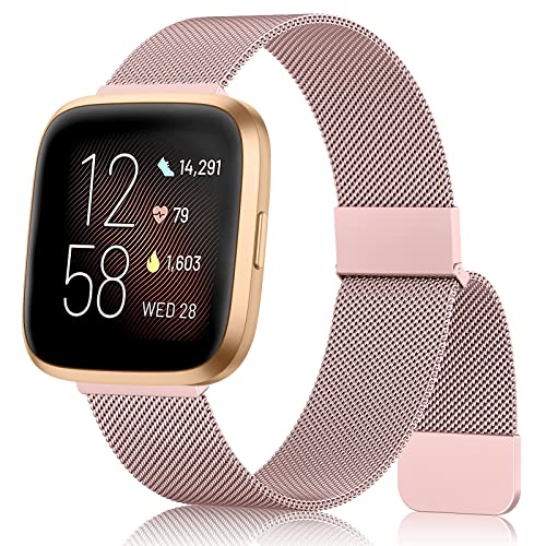 AK Armband für Fitbit Versa 2/Fitbit Versa/Fitbit Versa Lite Damen Herren, Verstellbares Ersatzarmband Magnetische Metall Armbänder Kompatibel mit Fitbit Versa 2/Fitbit Versa/Fitbit Versa Lite von AK