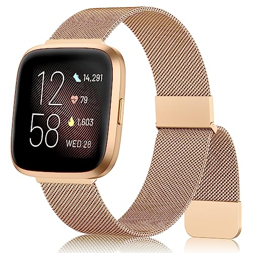 AK Armband für Fitbit Versa 2/Versa/Versa Lite - Verstellbares Magnetisches Metall Ersatzarmband für Damen und Herren von AK
