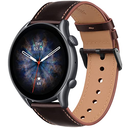 AK Lederarmband für Amazfit GTR 4,GTR 3 Pro,GTR 3,GTR 2e,GTR 2,Amazfit GTR 47 mm, verstellbares Armband mit Metallschnalle für Damen und Herren, weiches Ersatzarmband für Amazfit GTR Smartwatches von AK