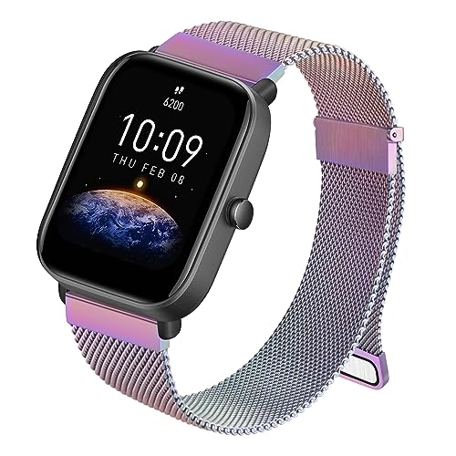 AK Armband für Amazfit Bip 3 Pro/Bip 3, 20mm Atmungsaktives und Langlebiges Mesh Edelstahl Ersatzarmband für Amazfit Bip U/Bip Lite Damen und Herren von AK