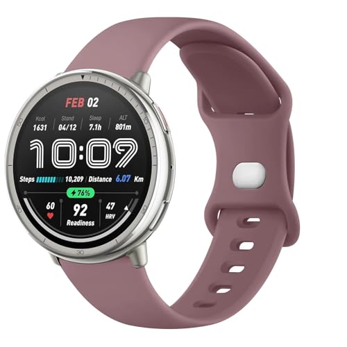 AK Silikonbänder, kompatibel mit Amazfit Active 2 / Active Watch Band Damen und Herren, weiches Ersatzband für Amazfit GTS 4 3 2 2e/GTS 4 2 Mini/GTR mini/Bip 3/3 Pro/Bip U Pro/Bip S Lite (Rauchviolett von AK