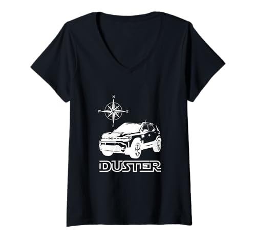 Damen Duster Auto-Silhouette - Duster T-Shirt mit V-Ausschnitt Damen Duster Auto-Silhouette - Duster T-Shirt mit V-Ausschnitt von AK71Design-Duster 3 Fahrer Outfit