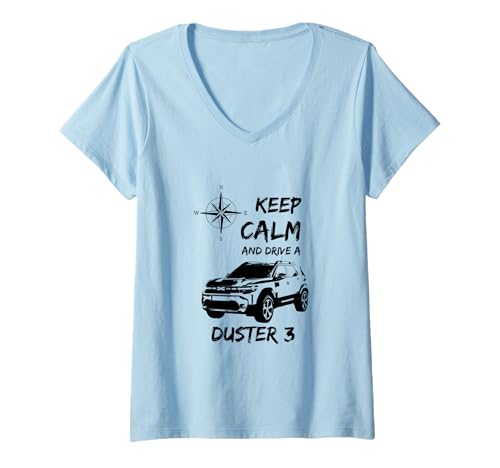 Damen Duster-Keep Calm-Auto-Silhouette - Duster T-Shirt mit V-Ausschnitt Damen Duster-Keep Calm-Auto-Silhouette - Duster T-Shirt mit V-Ausschnitt von AK71Design-Duster 3 Fahrer Outfit