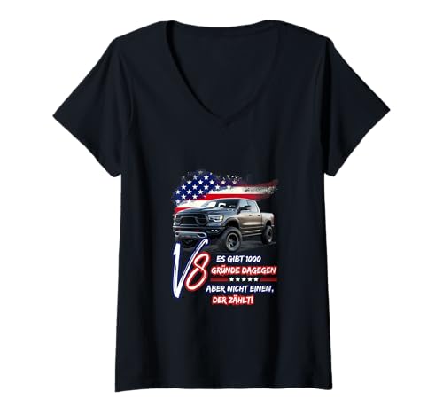 Damen US V8 Motoren-Es gibt 1000 Gründe dagegen... V8 T-Shirt mit V-Ausschnitt Damen US V8 Motoren-Es gibt 1000 Gründe dagegen... V8 T-Shirt mit V-Ausschnitt von AK71Design-Geschenkidee für V8 Autoliebhaber