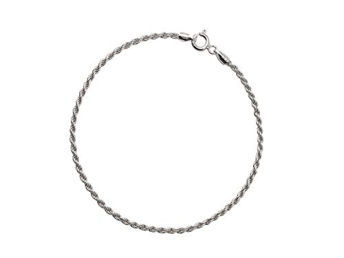 Aka Gioielli® - Damen Armband 925 Sterling Silber Rhodiniert - Kordelkette 2 mm Länge: 19 cm von AKA Gioielli