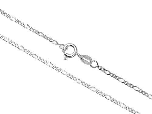 Aka Gioielli® - Damen Halskette 925 Sterling Silber Rhodiniert - Diamantierte Figarokette 1.7 mm - Längen: 70 cm von AKA Gioielli