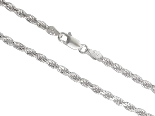 Aka Gioielli® - Damen Herren Halskette 925 Sterling Silber Rhodiniert - Kordelkette 2.8 mm - Längen: 70 cm von AKA Gioielli