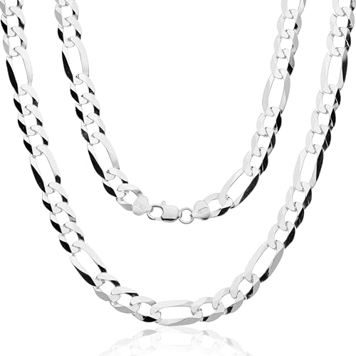 Aka Gioielli® - Figarokette 11mm 925 Sterling Silber - Herren Damen Halskette - Längen: 70 cm von AKA Gioielli