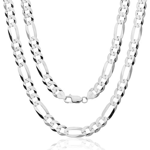AKA Gioielli® - Figarokette 9mm 925 Silberkette - Herren Damen Halskette - Länge 60 cm von AKA Gioielli
