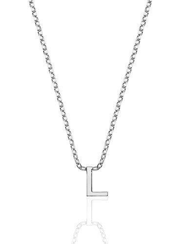 AKA Gioielli® - Halskette mit Buchstabe L aus Sterlingsilber 925, Anhänger mit kleinem Anfangsbuchstaben L von AKA Gioielli