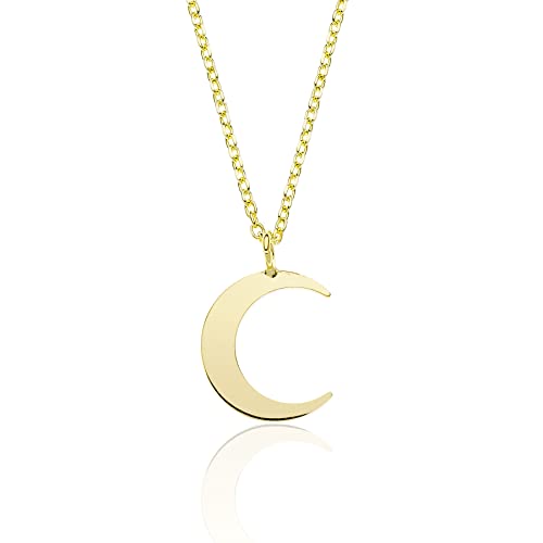 AKA Gioielli® - Halskette mit Mond Anhänger 925 Silber Vergoldet 18 Karat Gold für Damen und Mädchen von AKA Gioielli