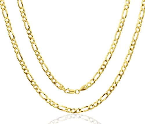 AKA Gioielli® - Herren Damen Kette 18 Karat Gold Vergoldet 925 Sterling Silber - Figarokette 5mm - 45 cm lang von AKA Gioielli
